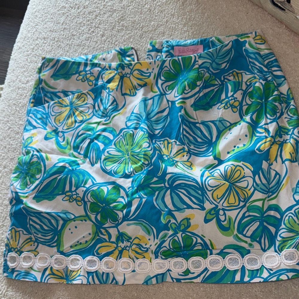 Lilly Pulitzer Blue and Green Floral Skirt